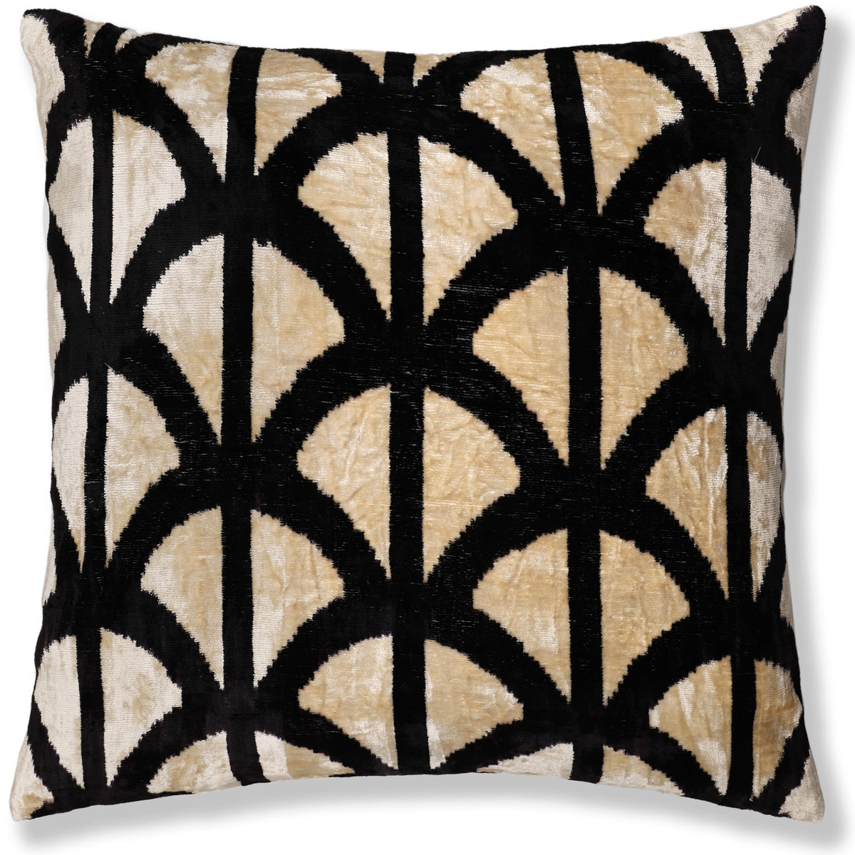 The Artisan Geometric Silk Velvet Pillow - Beige Bronze & Gold 20x20 in