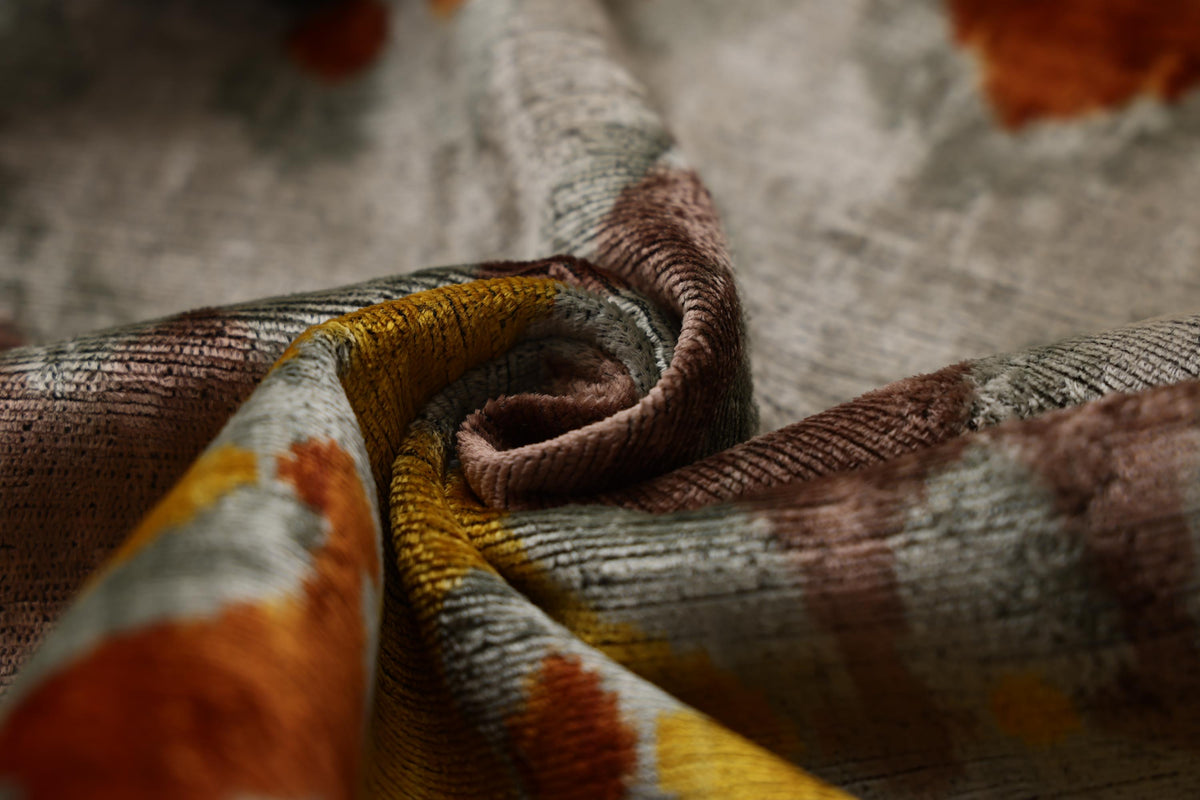 Luxury Handmade Silk Velvet Ikat Pillow 20x20 Inch Organic Vegetable Dyed