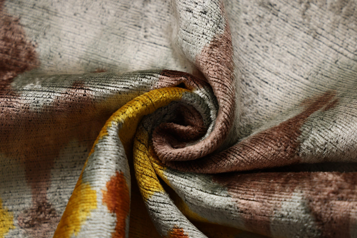 Luxury Handmade Silk Velvet Ikat Pillow 20x20 Inch Organic Vegetable Dyed