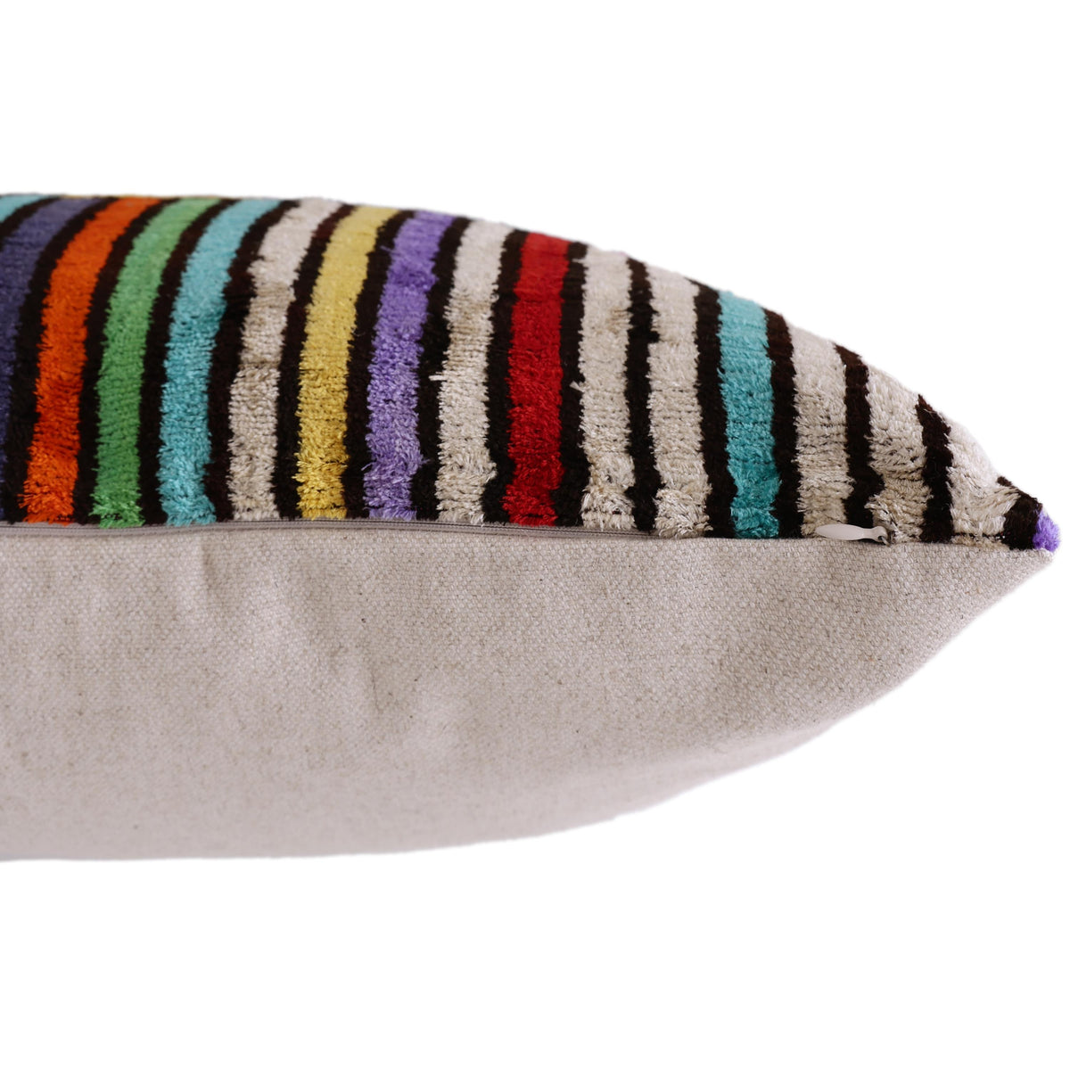 The Vibrant Multi-Color Geometric Silk Velvet Pillow - 20" x 20"