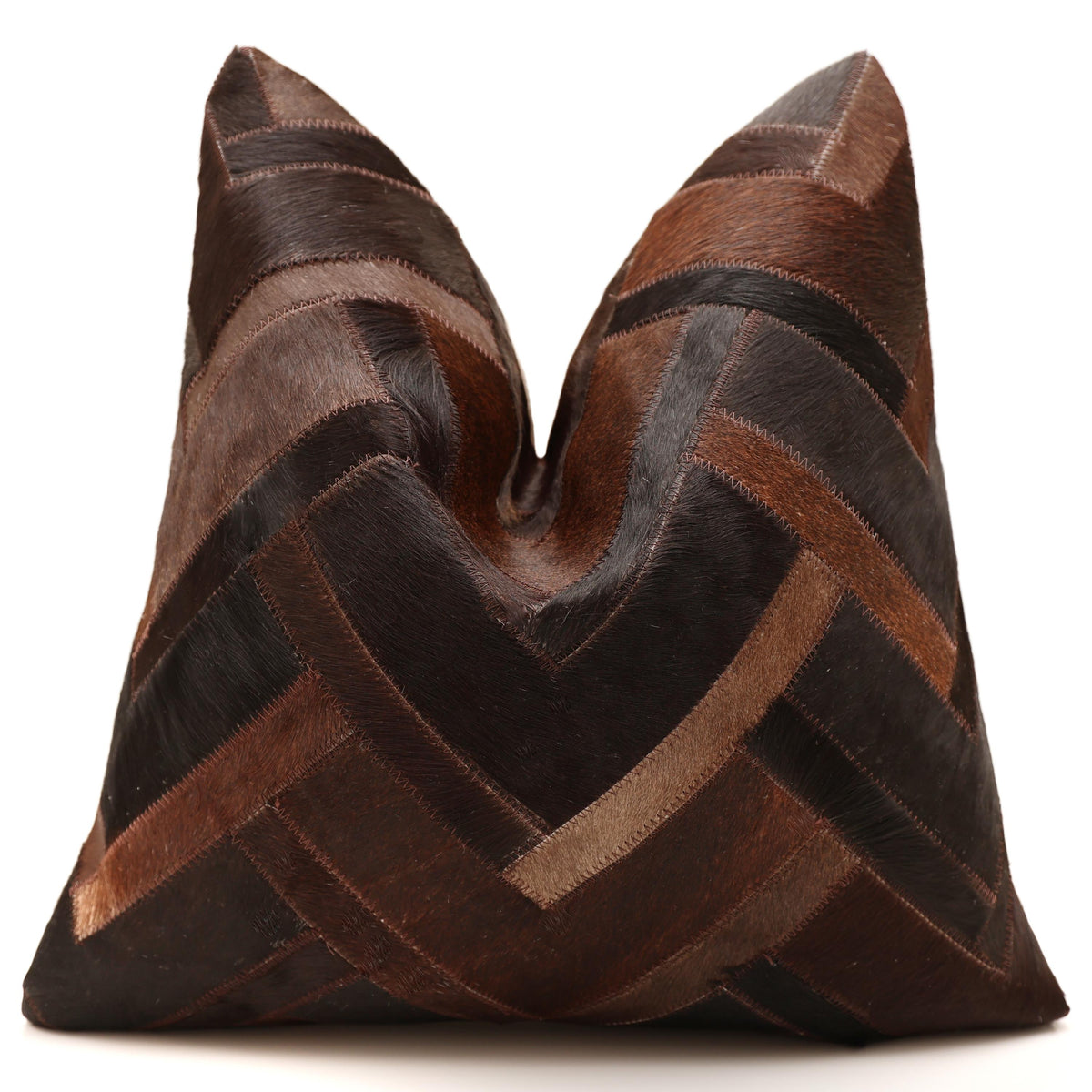 Luxury Geometric Genuine Hair-On Cowhide Pillow 18x18 | Handmade