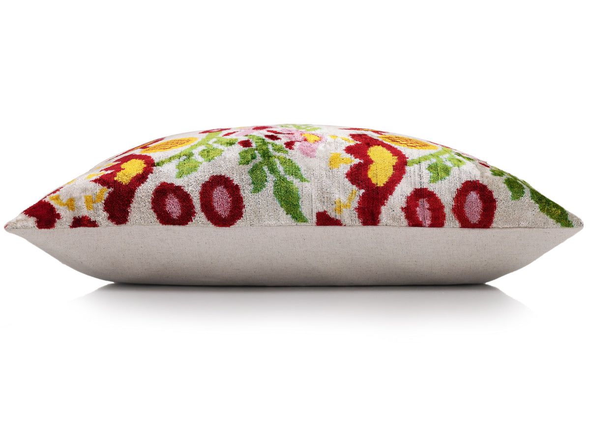 Luxury Floral Silk Velvet Lumbar Pillow 16x24 | Handmade & Vegetable Dyed