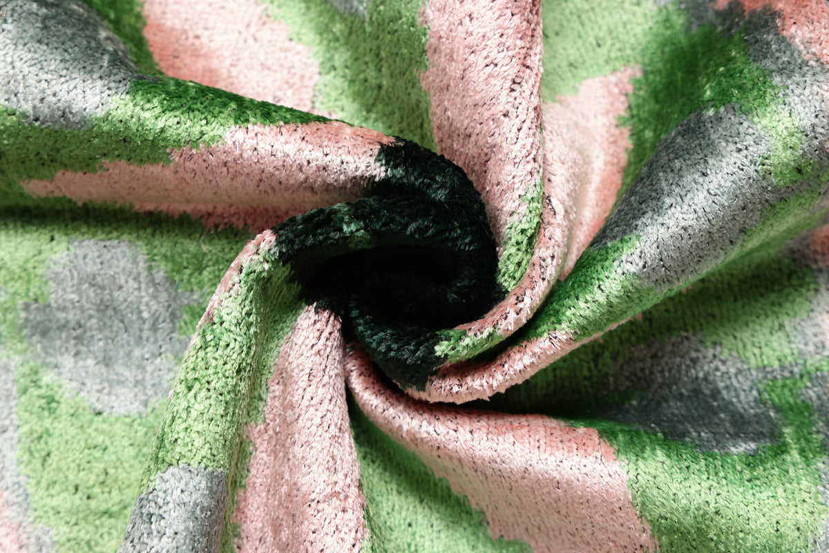 Luxury Blush & Sage Silk Velvet Throw Pillow 20x20 | Handmade Botanical Designer Cushion