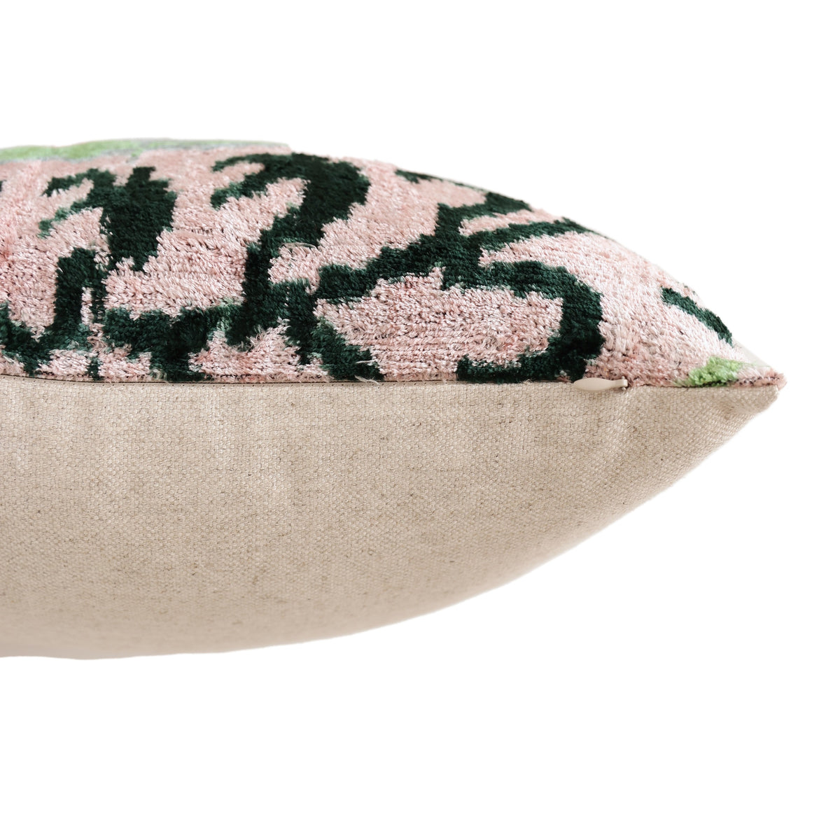Luxury Blush & Sage Silk Velvet Throw Pillow 20x20 | Handmade Botanical Designer Cushion
