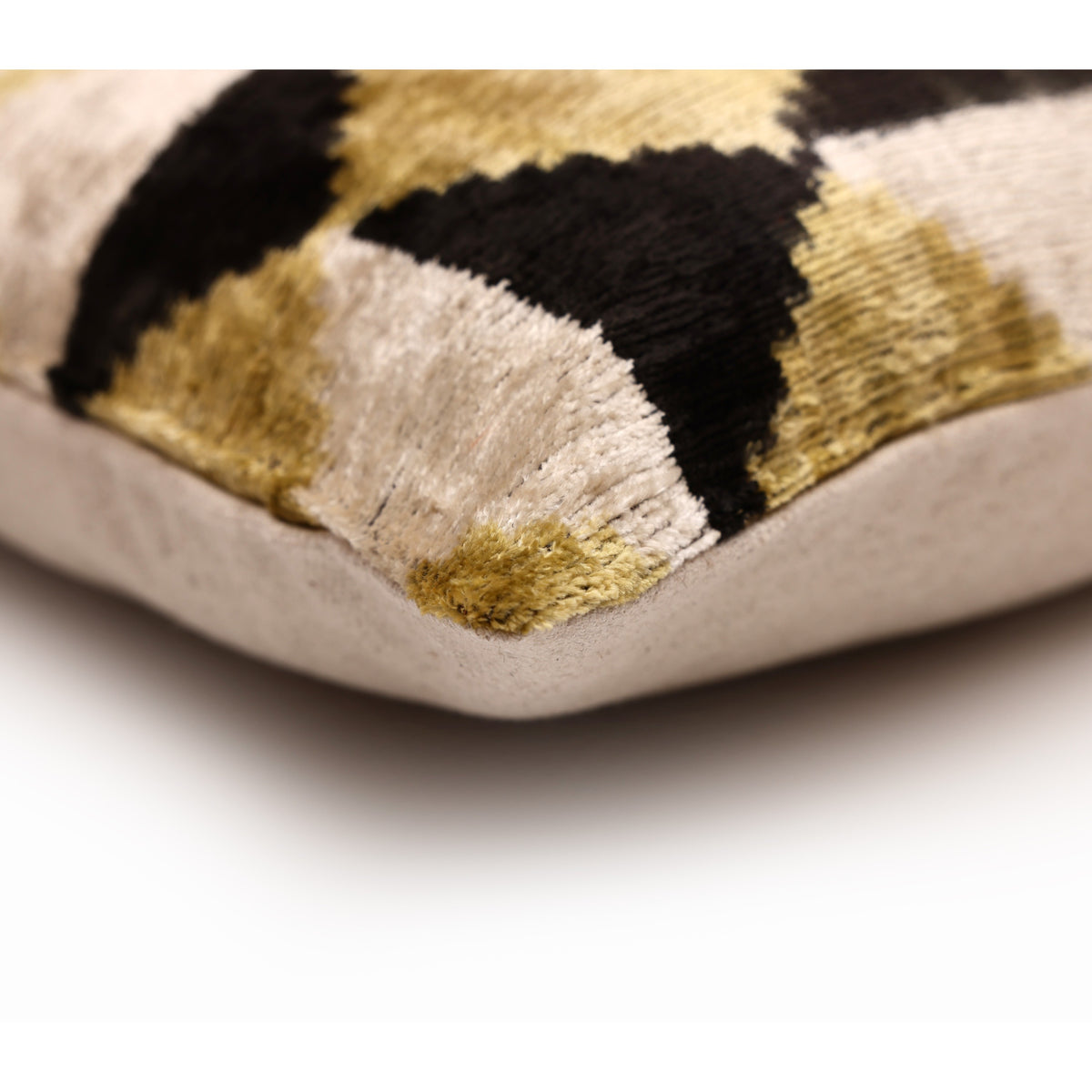 Gold Geometric Silk Velvet Pillow 20x20 | Handmade Luxury Designer Cushion