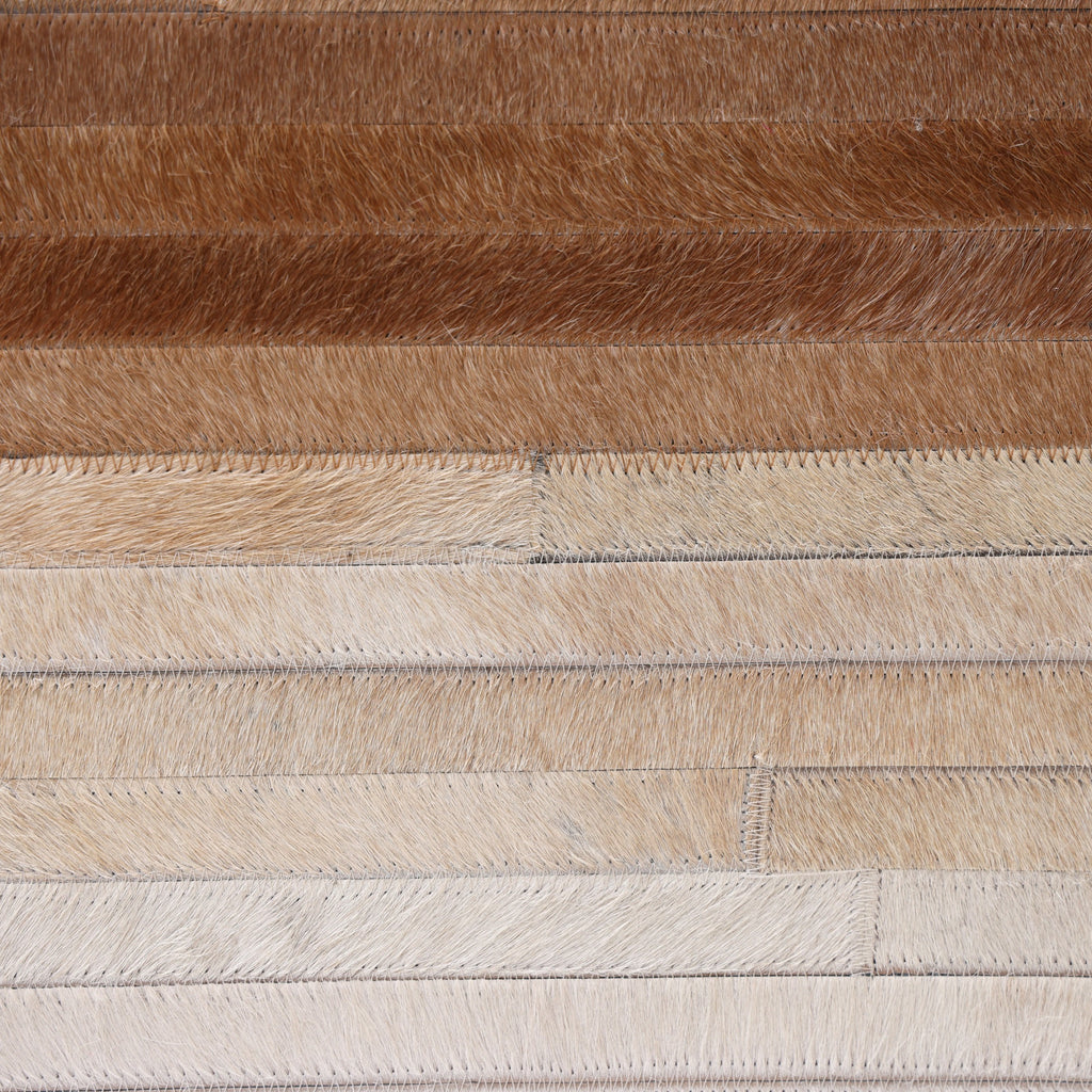 Handmade Cowhide Leather Ombre Ottoman Pouf 18x18 Gradient Beige Brown