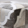 Handmade Quatrefoil Cowhide Leather Ottoman Pouf 18x18 Neutral Cube