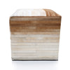 Handmade Cowhide Leather Ombre Ottoman Pouf 18x18 Gradient Beige Brown
