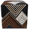 Handmade Chevron Cowhide Leather Ottoman Pouf 18x18 Graphic Statement