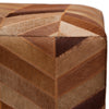 Handmade Tan Chevron Cowhide Leather Ottoman Pouf 18x18 Warm Cube