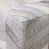 Handmade Patchwork Cowhide Leather Cube Ottoman Pouf 18x18 Neutral