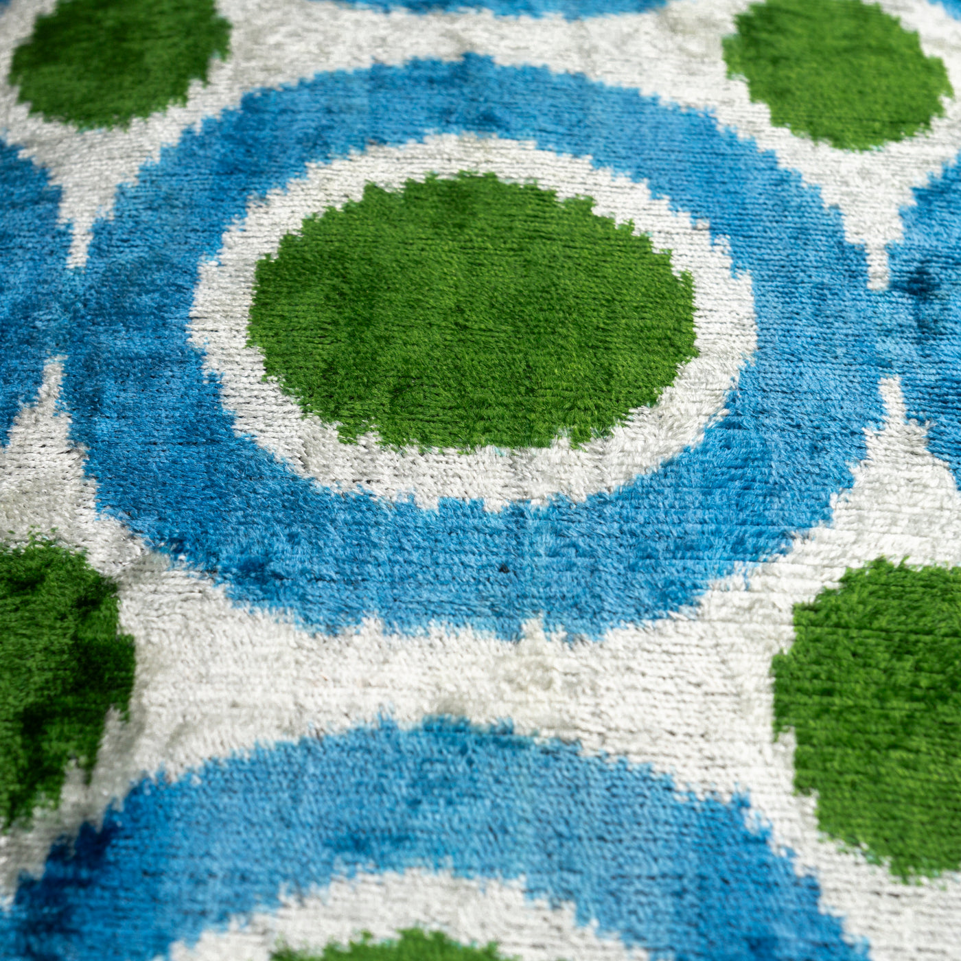 Handmade Velvet Pillow – Blue & Green Retro Circles, 16x24"