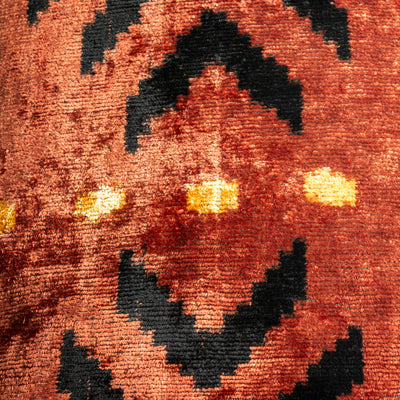 Handmade Velvet Pillow – Terracotta Tribal Pattern, 16x24"