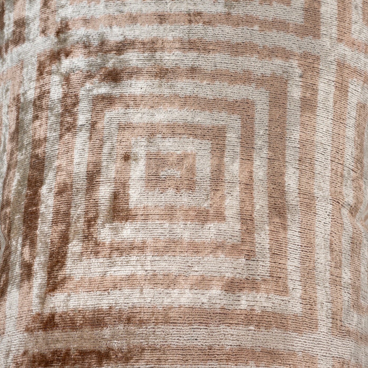 Handmade Velvet Pillow – Beige Labyrinth Pattern, 16x24"