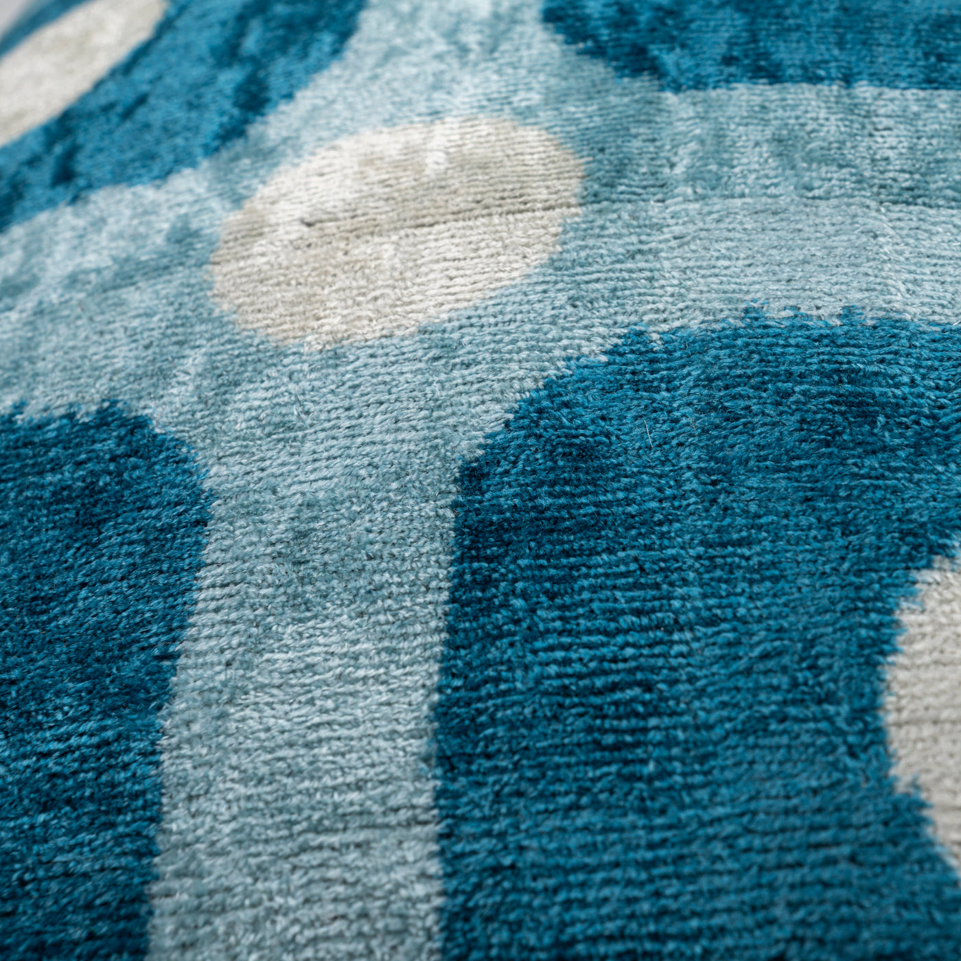 Handmade Velvet Pillow – Blue Retro Grid Pattern, 16x24"