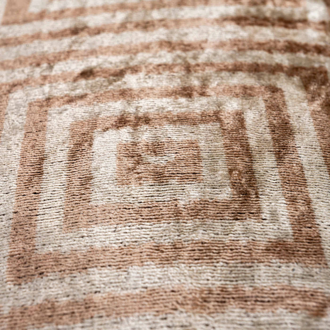 Handmade Velvet Pillow – Beige Labyrinth Pattern, 16x24"
