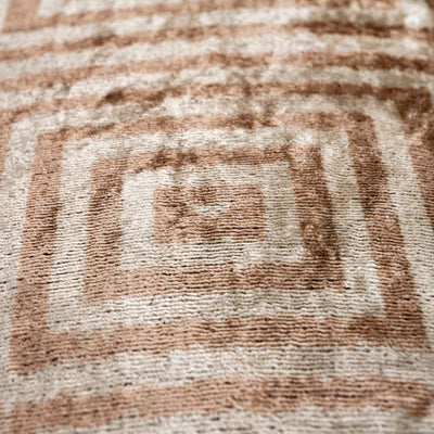 Handmade Velvet Pillow – Beige Labyrinth Pattern, 16x24"