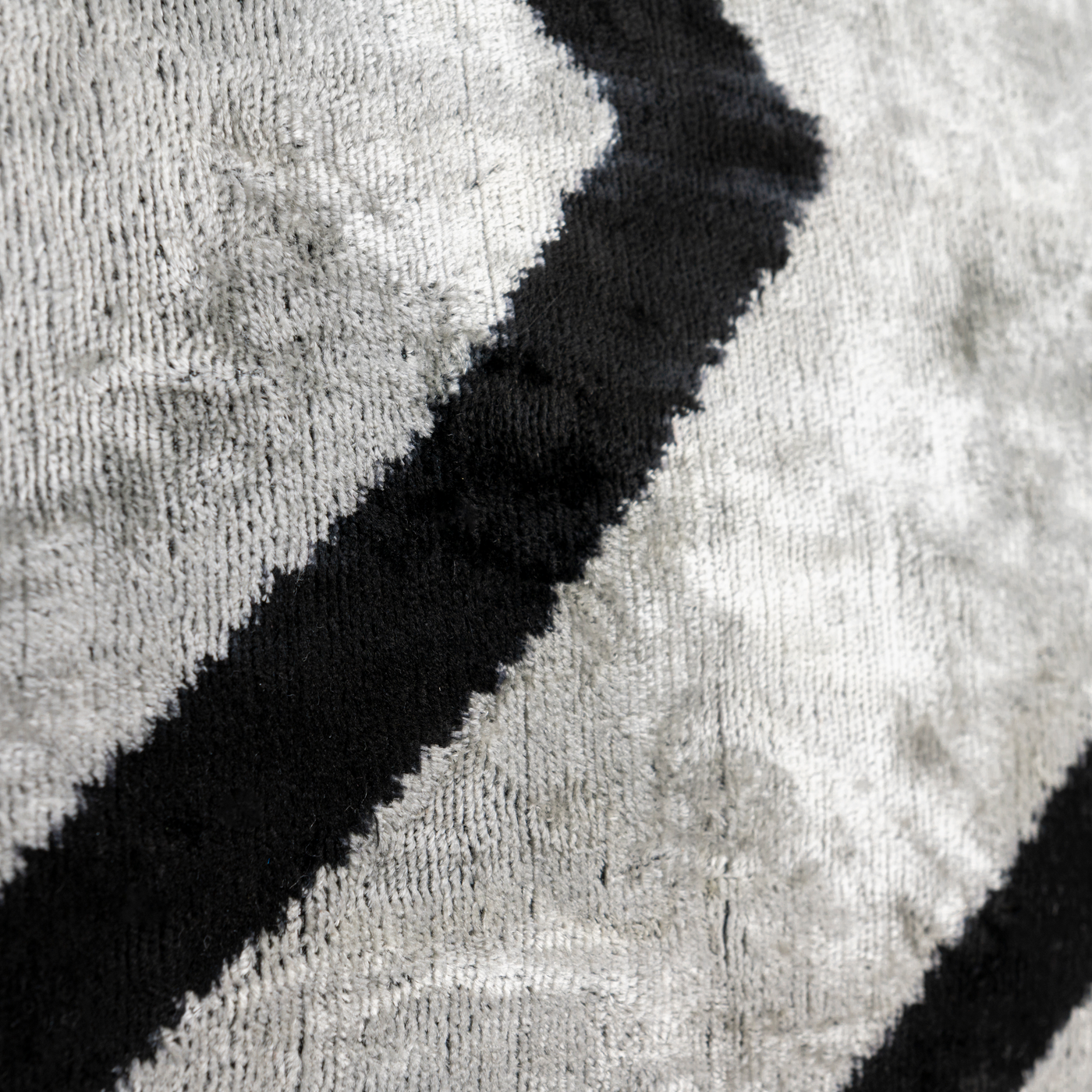 Handmade Velvet Pillow – Silver & Black Chevron, 16x24"
