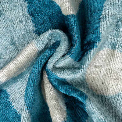 Handmade Velvet Pillow – Blue Retro Grid Pattern, 16x24"