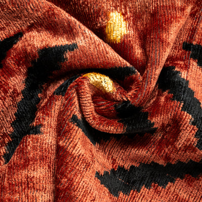 Handmade Velvet Pillow – Terracotta Tribal Pattern, 16x24"