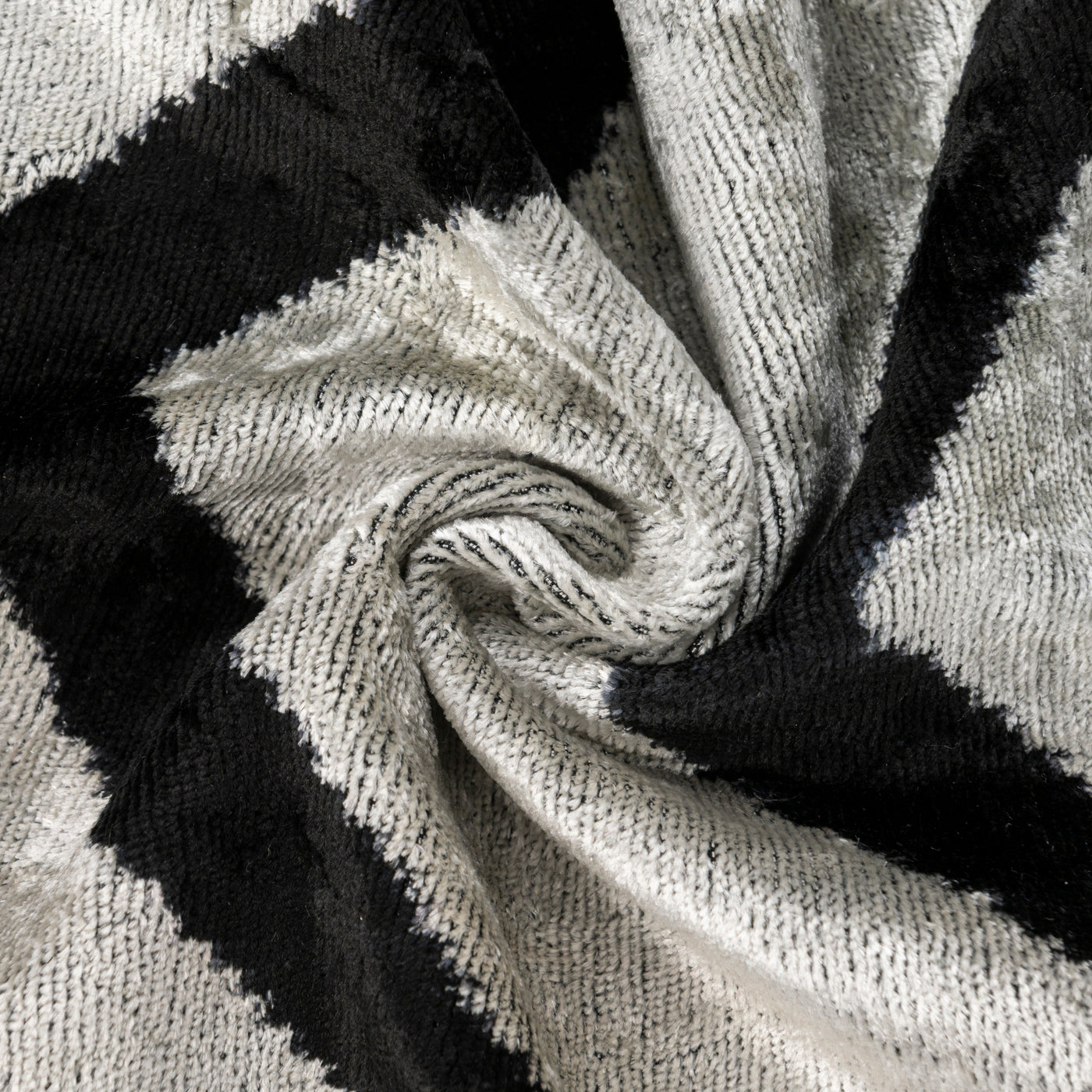 Handmade Velvet Pillow – Silver & Black Chevron, 16x24"