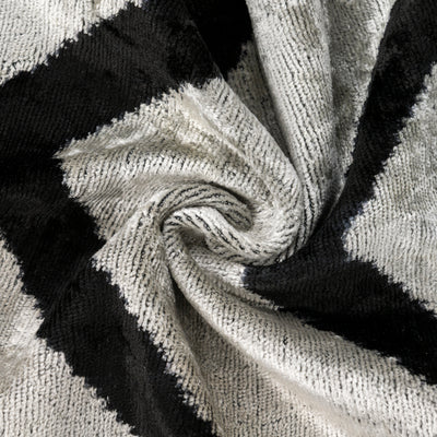 Handmade Velvet Pillow – Silver & Black Chevron, 16x24"