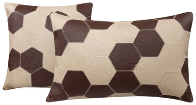 Genuine Cowhide Leather Decorative Throw Pillow - Handmade Patchwork Western Accent with Feather Down Insert