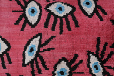 Canvello Luxury Pinkish Red Evil Eye Pillow for Couch | 16 x 24 in (40 x 60 cm)