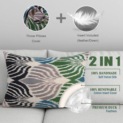 Green and Black Throw Pillow | Velvet Silk Throw Pillow | Canvello
