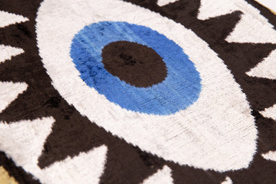 Canvello Handmade Velvet Evil Eye Pillow – 16x24 Artistic Throw Cushion for Home Decor – Feather Down Insert, Vegetable-Dyed, Bohemian Accent for Sofa, Couch & Furniture, Hidden Zipper