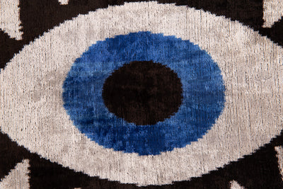 Canvello Handmade Velvet Evil Eye Pillow – 16x24 Artistic Throw Cushion for Home Decor – Feather Down Insert, Vegetable-Dyed, Bohemian Accent for Sofa, Couch & Furniture, Hidden Zipper