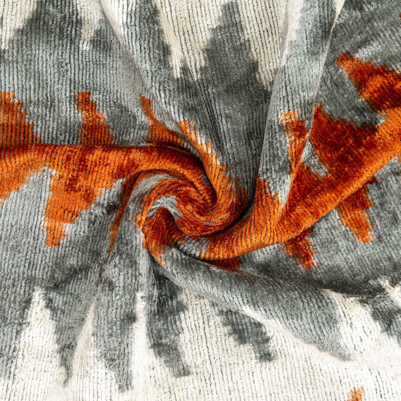 Luxury Handmade Velvet Pillow – Rust & Gray Zigzag, 16x24"