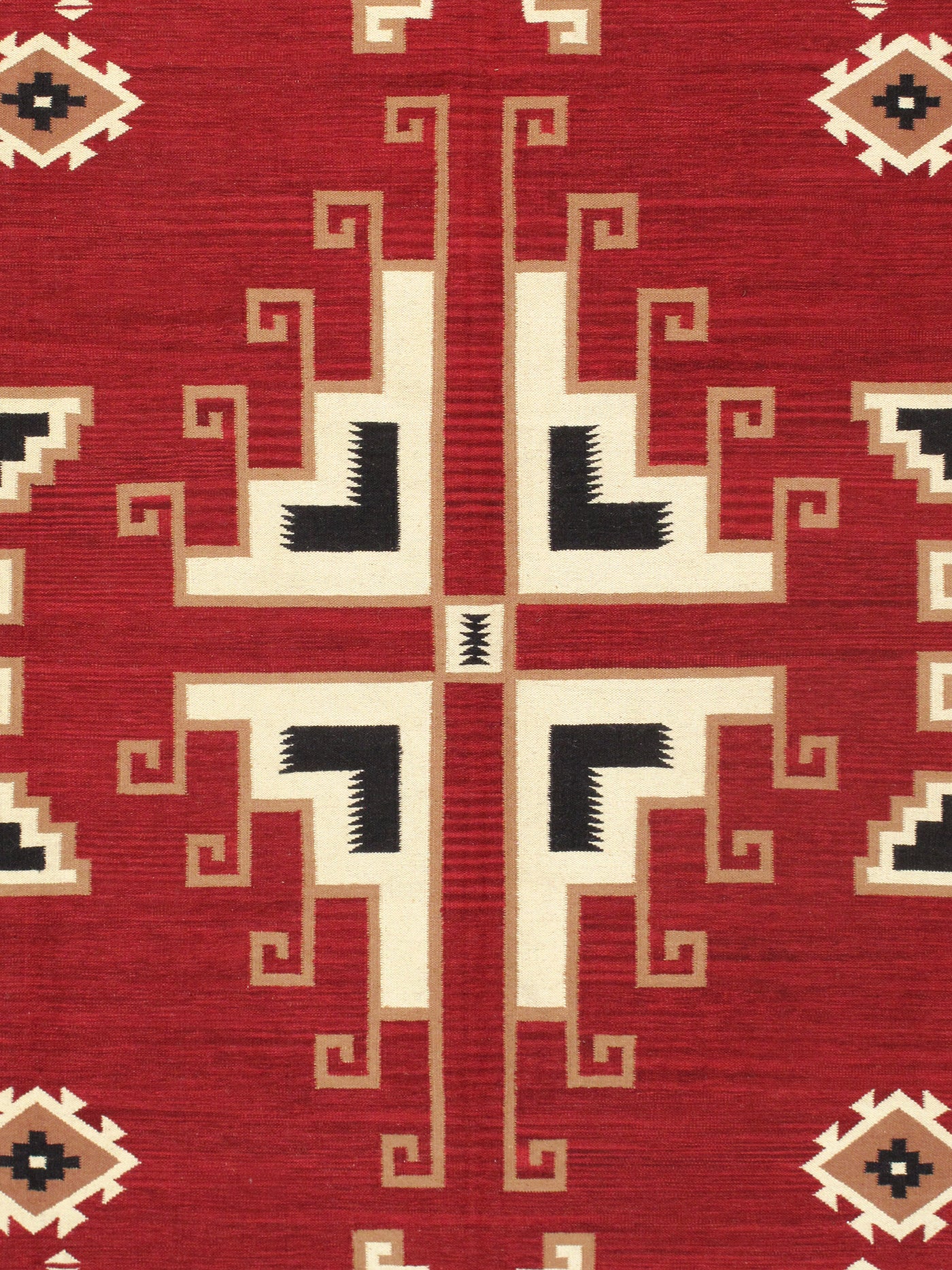 Canvello Tuscany Reversible Wool Red Area Rug- 9'1'' X 11'11''