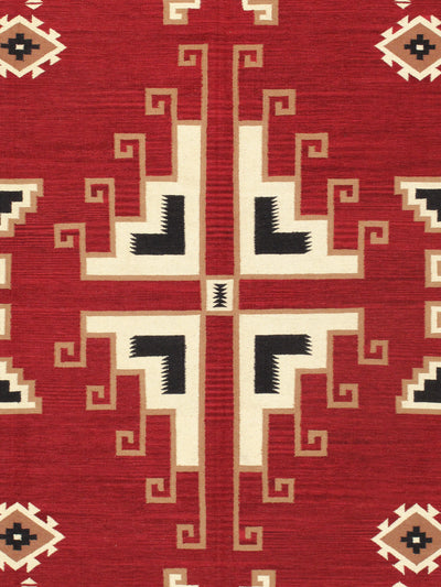 Canvello Tuscany Reversible Wool Red Area Rug- 9'1'' X 11'11''