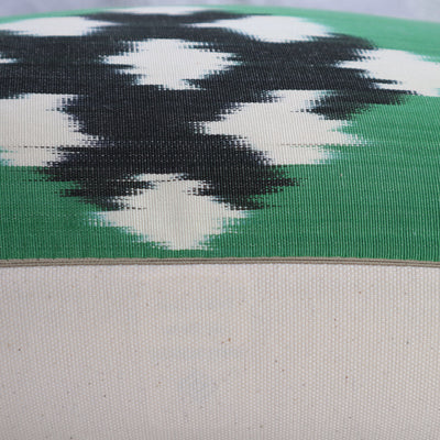 Green and Black Pillow | Handmade Silk Decorative Pillow | Canvello