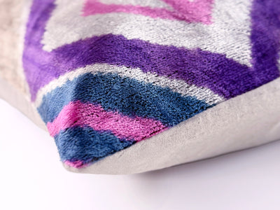Velvet Diamond Ikat Throw Pillow – Purple & Pink | 20x20"