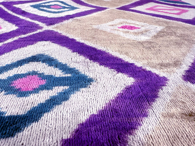 Velvet Diamond Ikat Throw Pillow – Purple & Pink | 20x20"