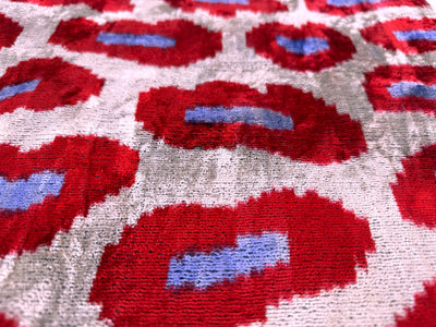 Handmade Velvet Pillow – Red & Lilac Oval Pattern, 16x24"