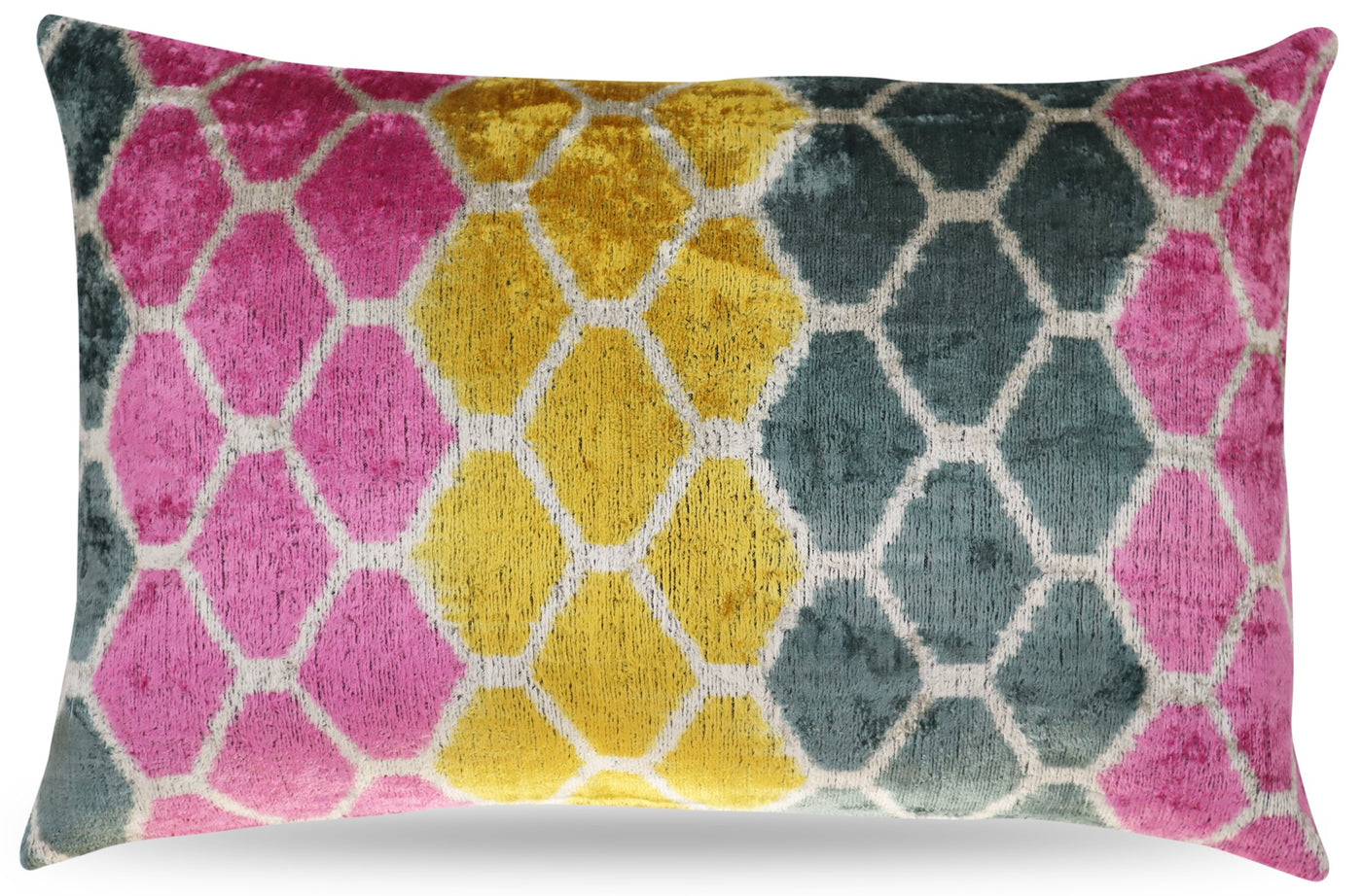 Pink Gold Gray Hexagon Pillows | Pink Gold Gray Pillows | Canvello