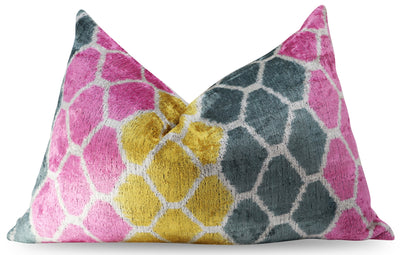 Pink Gold Gray Hexagon Pillows | Pink Gold Gray Pillows | Canvello