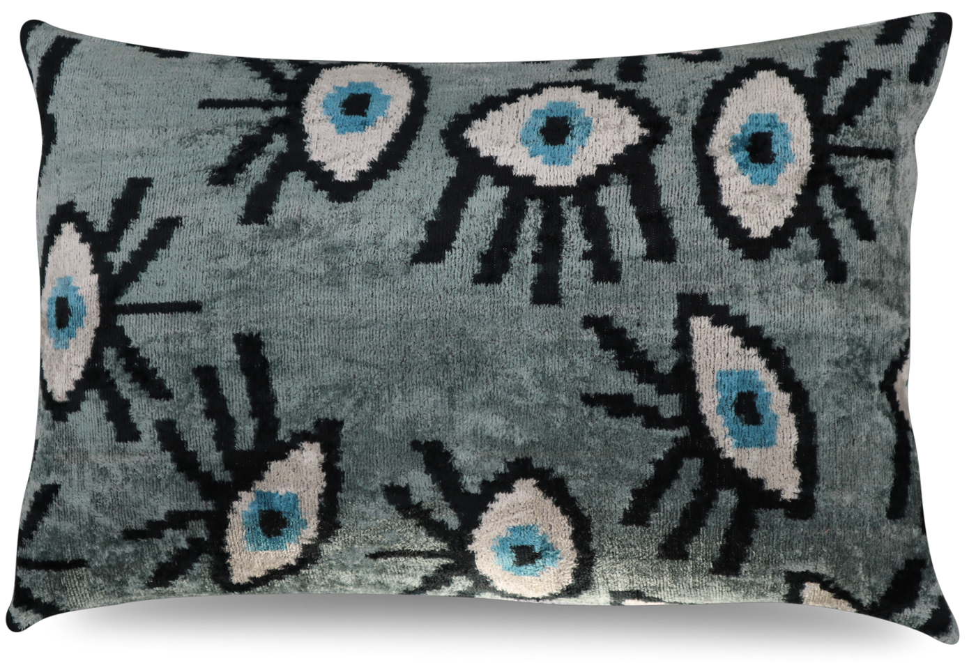 Black and White Velvet Silk Pillow | Evil Eye Design Cushion| Canvello