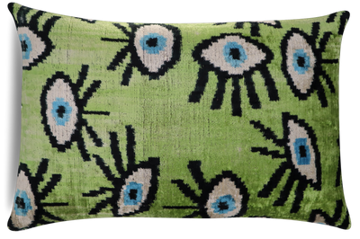 Green Evil Eye Pillow | Sage Forest Velvet Pillow | Canvello