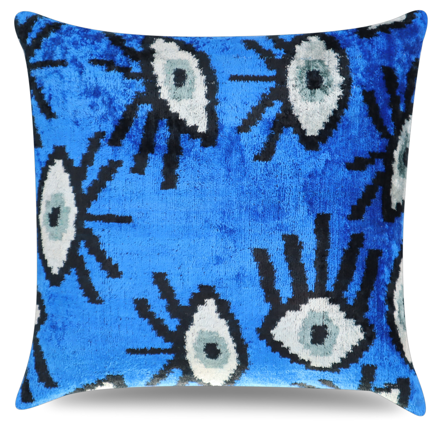 Blue Evil Eye Accent Pillow | Blue Velvet Silk Throw Pillow | Canvello