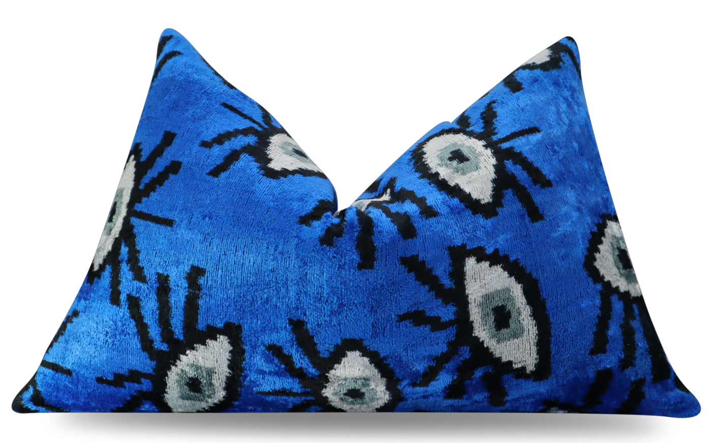 Handmade Blue Velvet Silk Pillow | Cobalt Navy Throw Pillow | Canvello