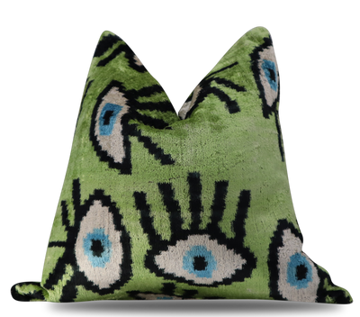 Green Sage Silk Pillow | Evil Eye Throw Pillow | Canvello