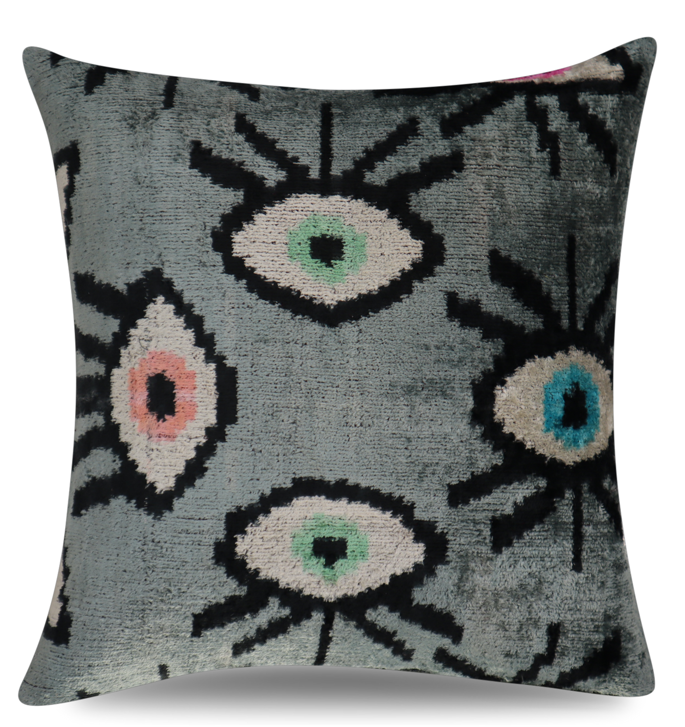 Silk Evil Eye Throw Pillow | Velvet Silk Evil Eye  Pillow | Canvello