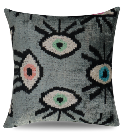 Silk Evil Eye Throw Pillow | Velvet Silk Evil Eye  Pillow | Canvello