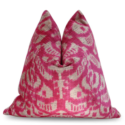 Pink and Beige Ikat Pillow | Beige Ikat Pillow | Canvello