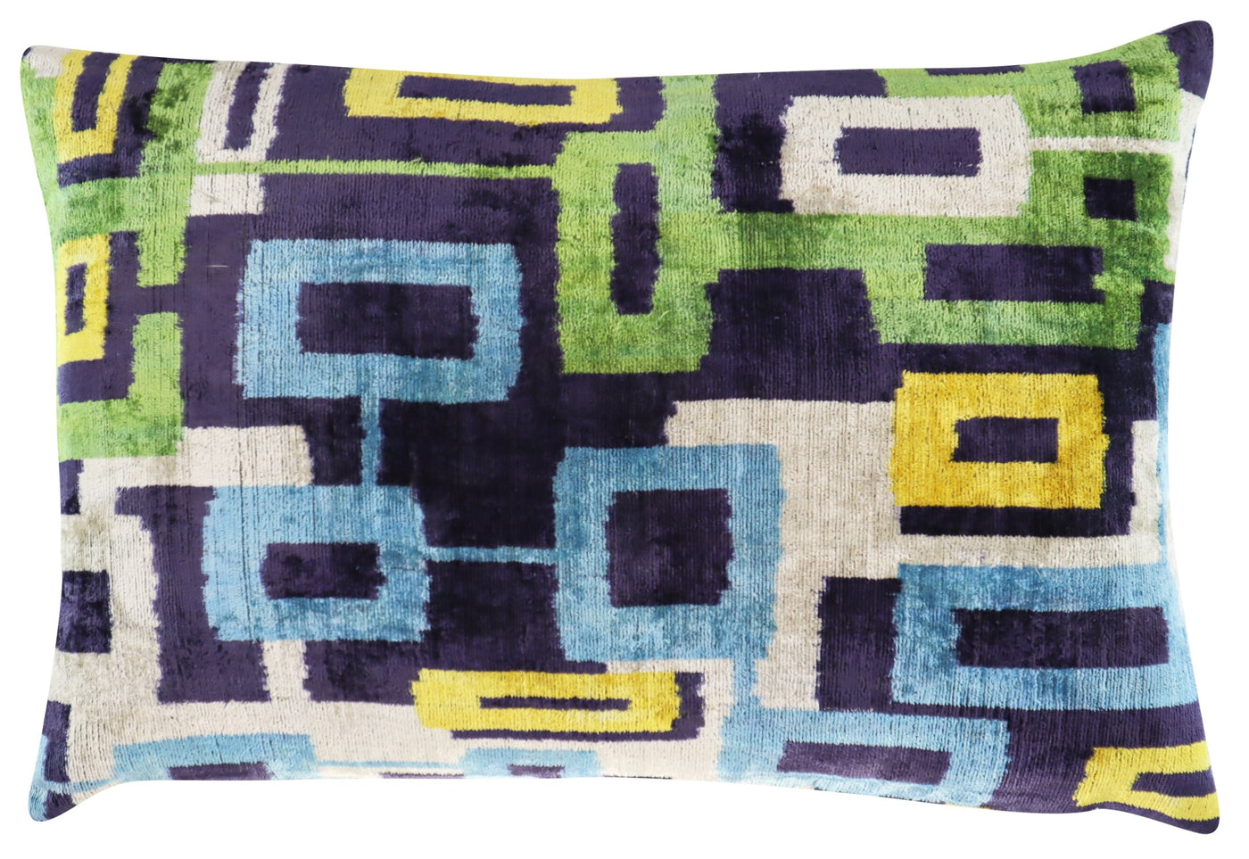 Green and Blue Velvet Pillow | Ikat Velvet Pillow | Canvello