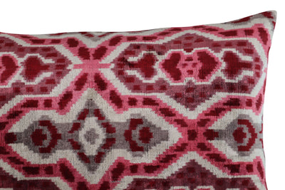 Pink Gray Handmade Pillow | Pink Silk Velvet Pillow | Canvello